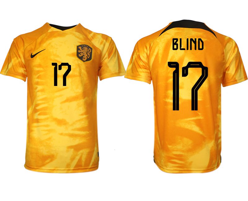 Men 2022 World Cup National Team Netherlands home aaa version yellow #17 Soccer Jersey->netherlands(holland) jersey->Soccer Country Jersey